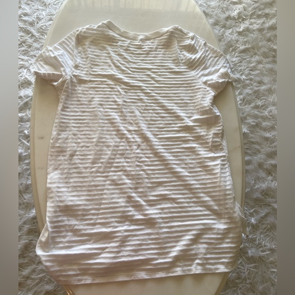 Lululemon White Sheer Striped Short Sleeve Top Tunic Size 8 - Picture 5 of 7